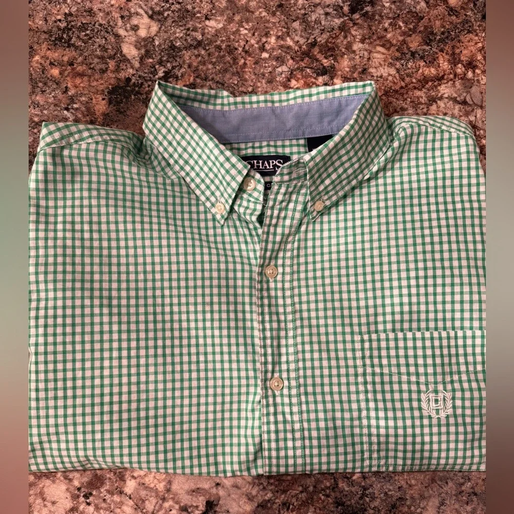 Chaps Green Plaid Casual Shirt - Picture 8 of 8